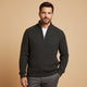 Men's ribbed knit half-zip sweater with mock neck and long sleeves