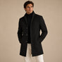 Men's single-breasted overcoat with notched lapels, long sleeves and side pockets