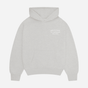 Unisex pullover hoodie with hood, kangaroo pocket and chest text