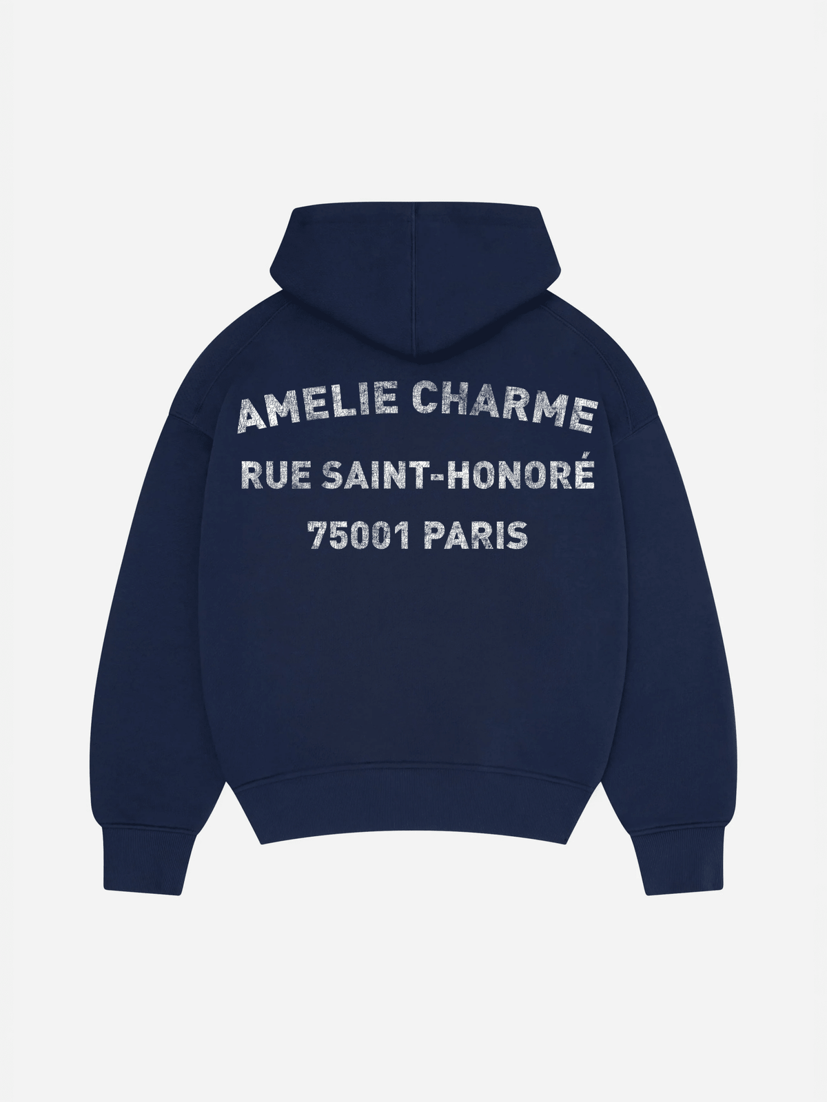 Unisex pullover hoodie with hood, kangaroo pocket and chest text