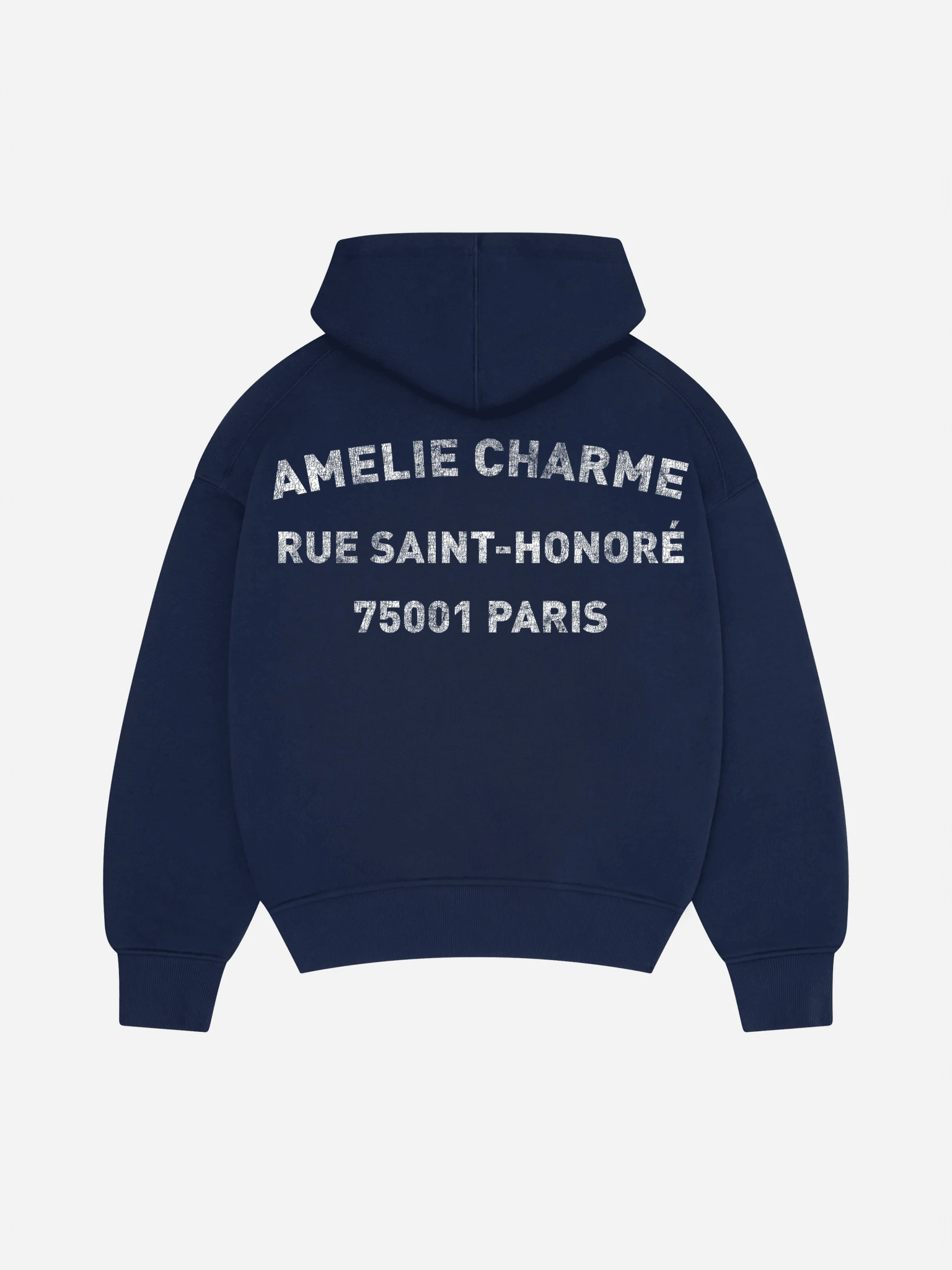Unisex pullover hoodie with hood, kangaroo pocket and chest text