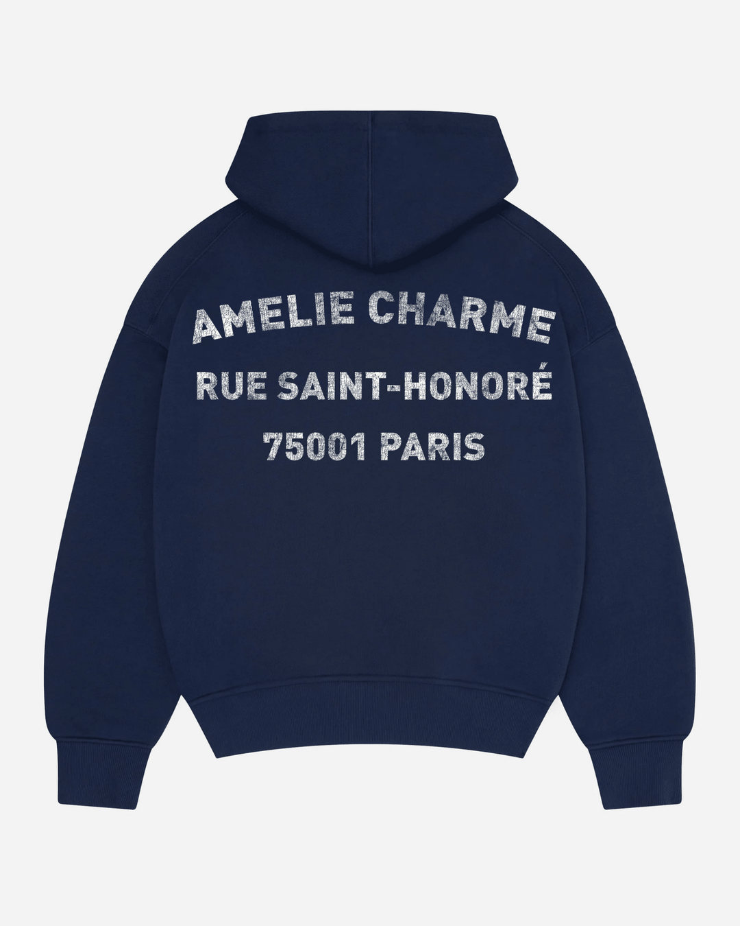 Unisex pullover hoodie with hood, kangaroo pocket and chest text