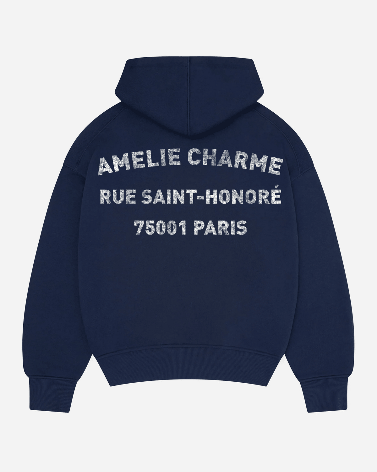 Unisex pullover hoodie with hood, kangaroo pocket and chest text