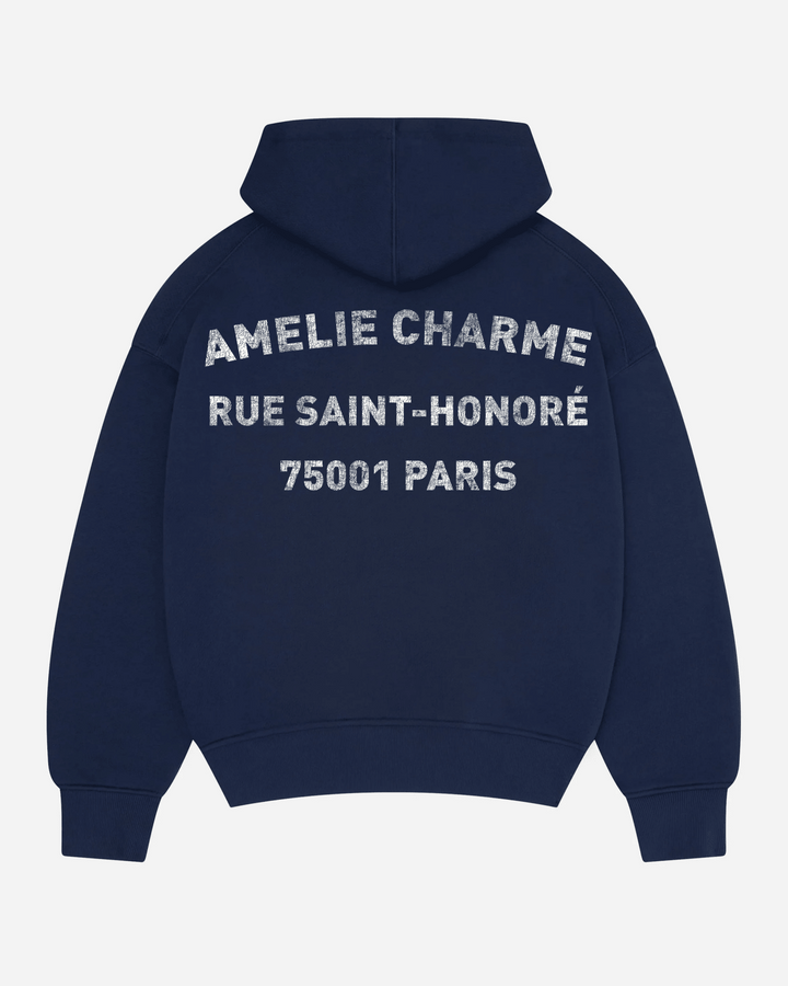 Unisex pullover hoodie with hood, kangaroo pocket and chest text