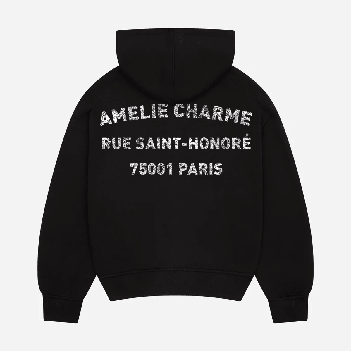 Unisex pullover hoodie with hood, kangaroo pocket and chest text