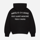 Unisex pullover hoodie with hood, kangaroo pocket and chest text