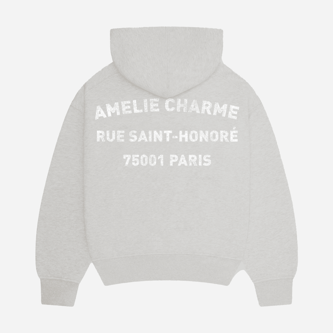 Unisex pullover hoodie with hood, kangaroo pocket and chest text