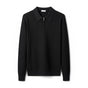Men's knitted polo sweater with pointed collar and half-zip fastening