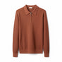 Men's knitted polo sweater with pointed collar and half-zip fastening