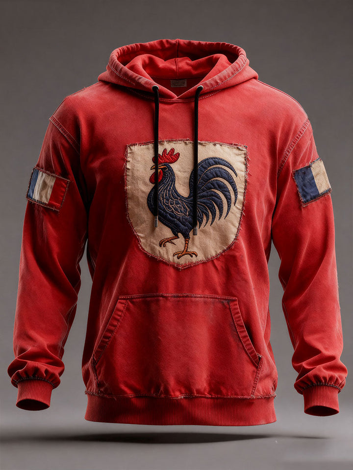 Men's oversized hoodie with French flag motif and front pockets