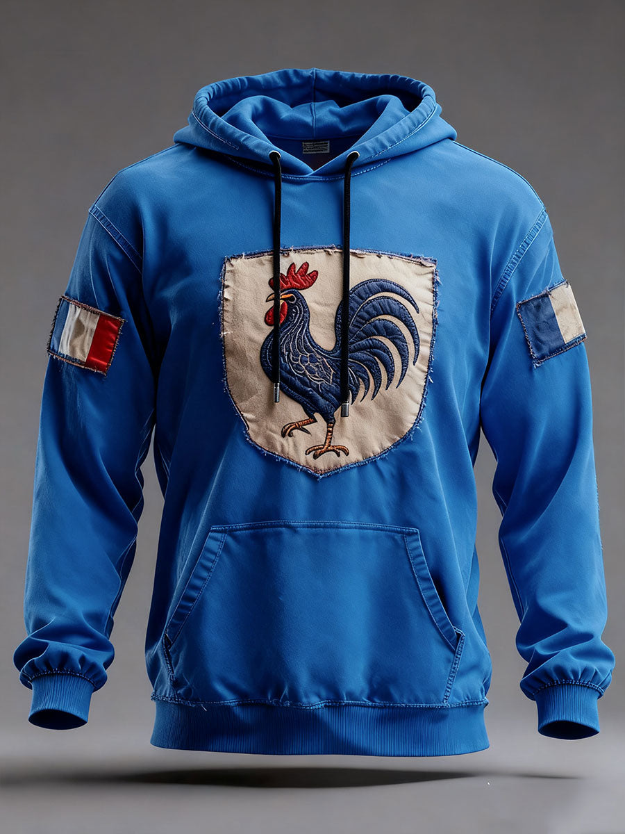Men's oversized hoodie with French flag motif and front pockets
