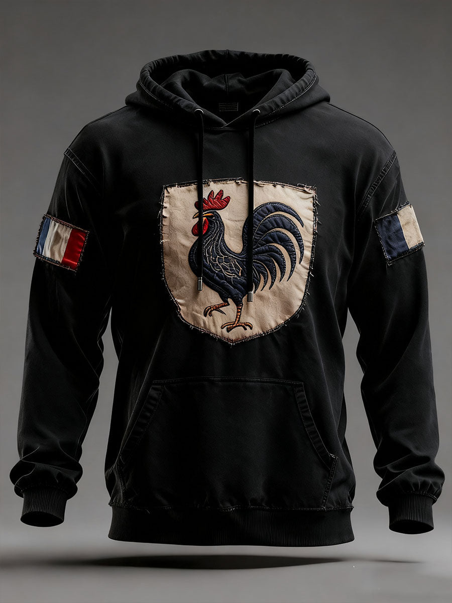 Men's oversized hoodie with French flag motif and front pockets