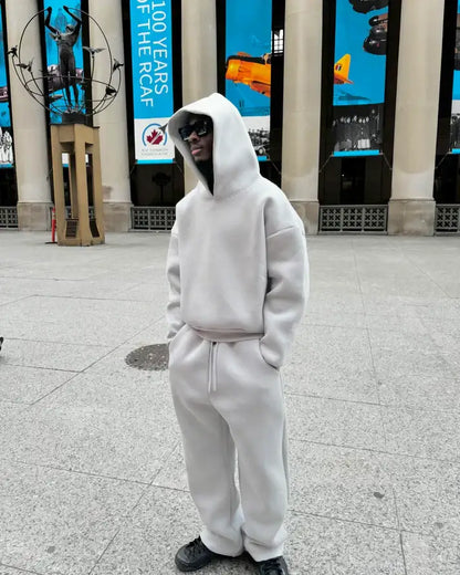 Unisex oversized hooded sweatshirt and matching jogger tracksuit set
