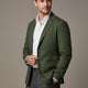 Men's blazer style jacket with notched lapels, long sleeves and patch pockets