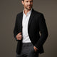 Men's blazer style jacket with notched lapels, long sleeves and patch pockets