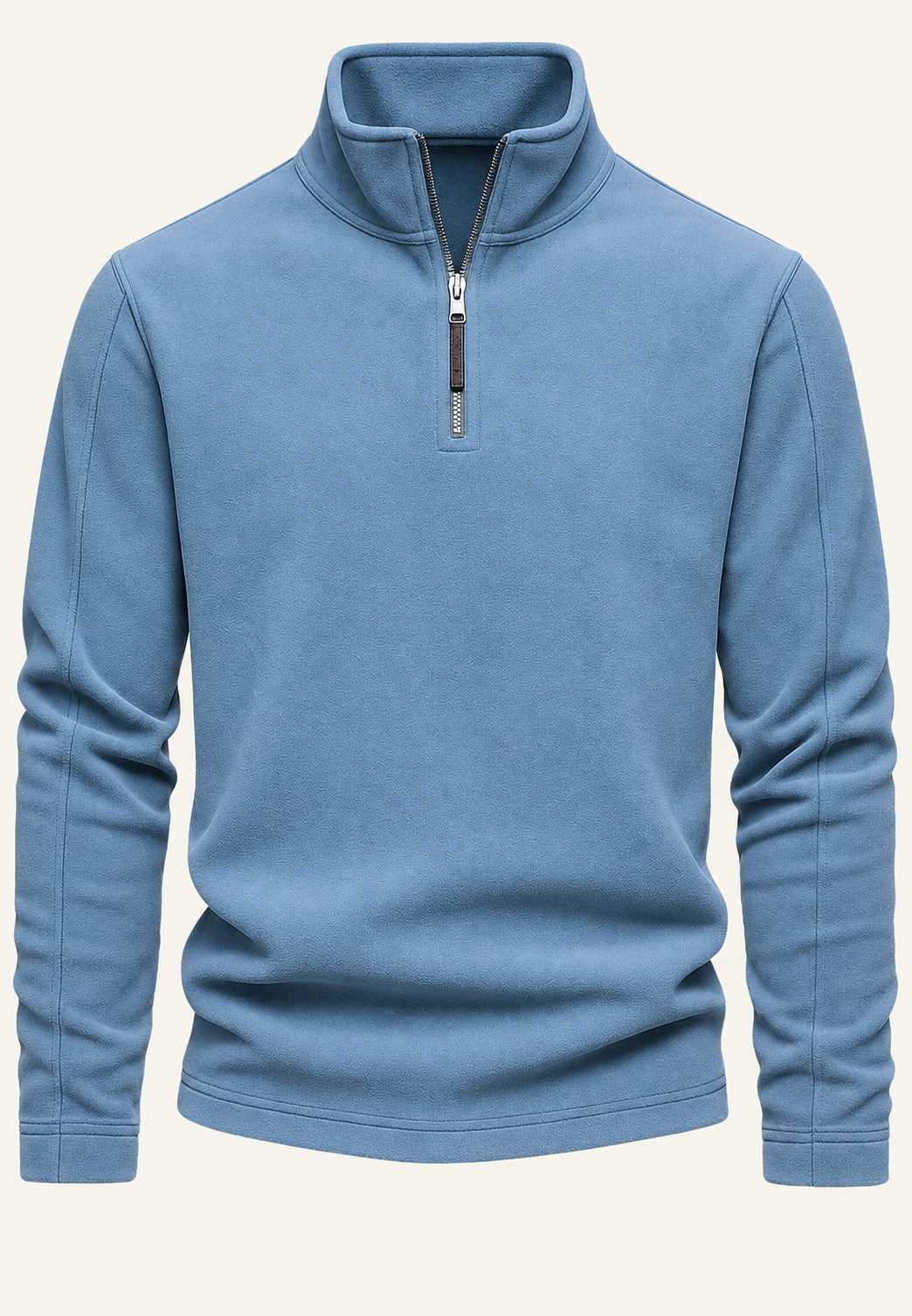 Men's textured half-zip sweatshirt with stand collar and long sleeves