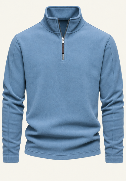 Men's textured half-zip sweatshirt with stand collar and long sleeves