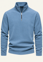 Men's textured half-zip sweatshirt with stand collar and long sleeves