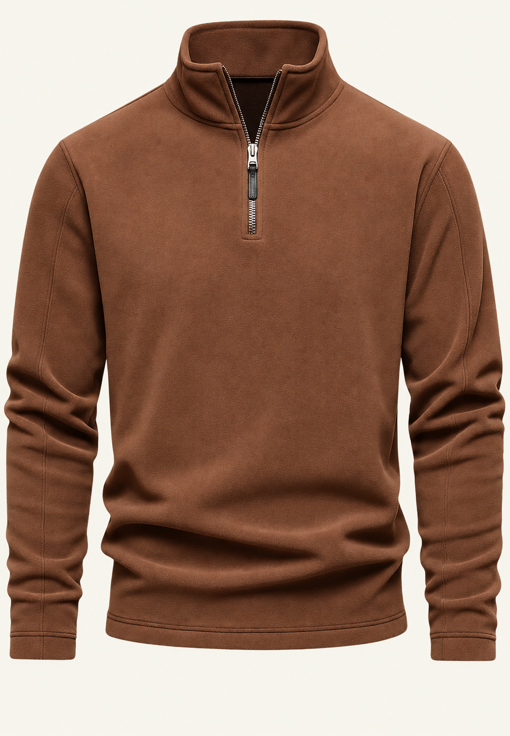 Men's textured half-zip sweatshirt with stand collar and long sleeves