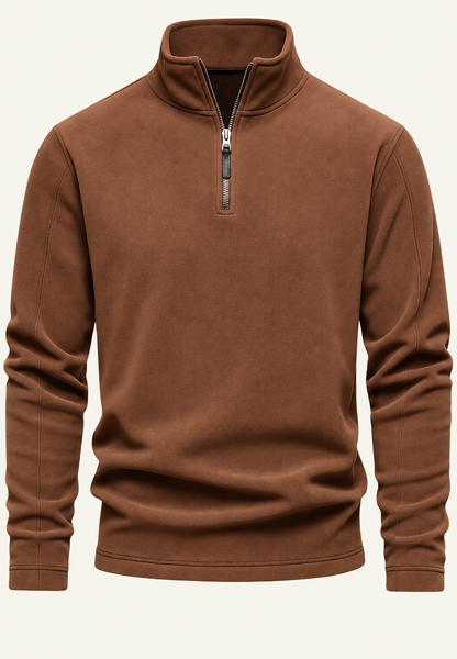 Men's textured half-zip sweatshirt with stand collar and long sleeves