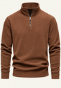 Men's textured half-zip sweatshirt with stand collar and long sleeves