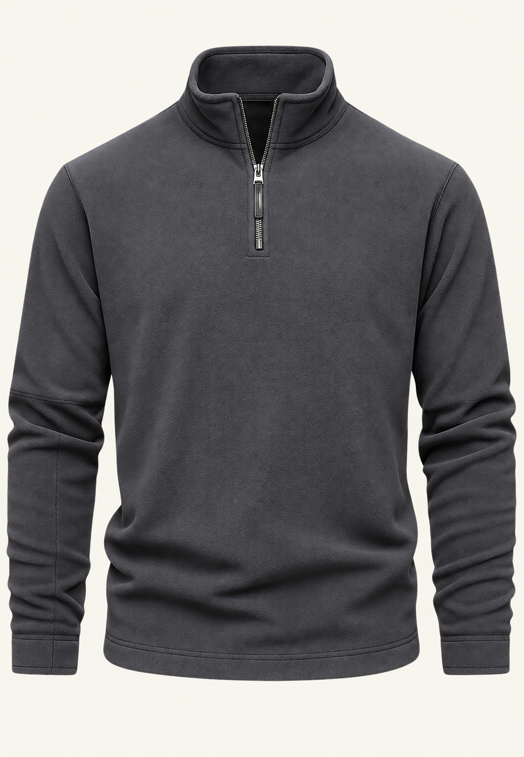 Men's textured half-zip sweatshirt with stand collar and long sleeves