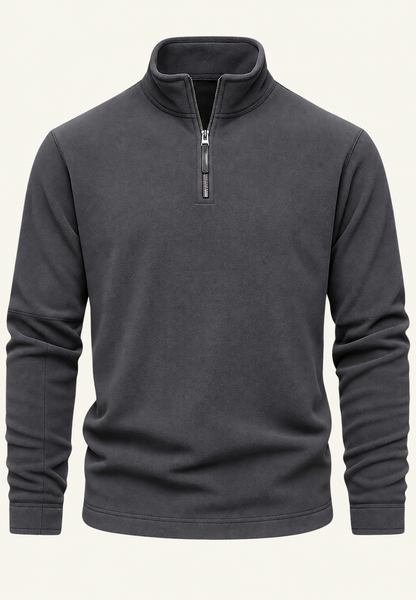 Men's textured half-zip sweatshirt with stand collar and long sleeves