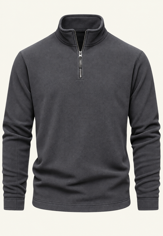 Men's textured half-zip sweatshirt with stand collar and long sleeves
