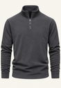 Men's textured half-zip sweatshirt with stand collar and long sleeves