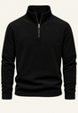 Men's textured half-zip sweatshirt with stand collar and long sleeves