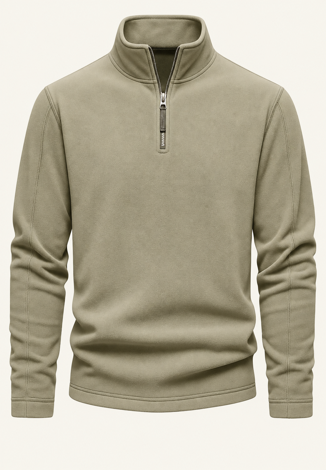 Men's textured half-zip sweatshirt with stand collar and long sleeves