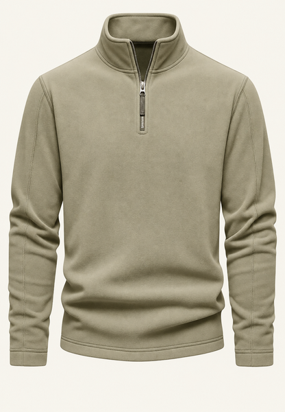 Men's textured half-zip sweatshirt with stand collar and long sleeves