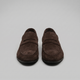 Men's penny loafers with rounded toes, strap detail and flat soles