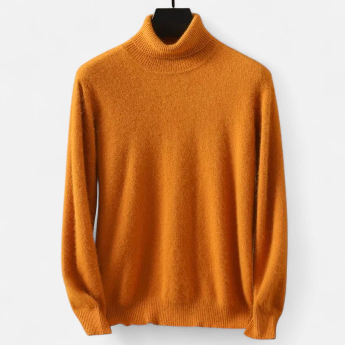 Men's plain roll neck jumper with long sleeves and ribbed trims