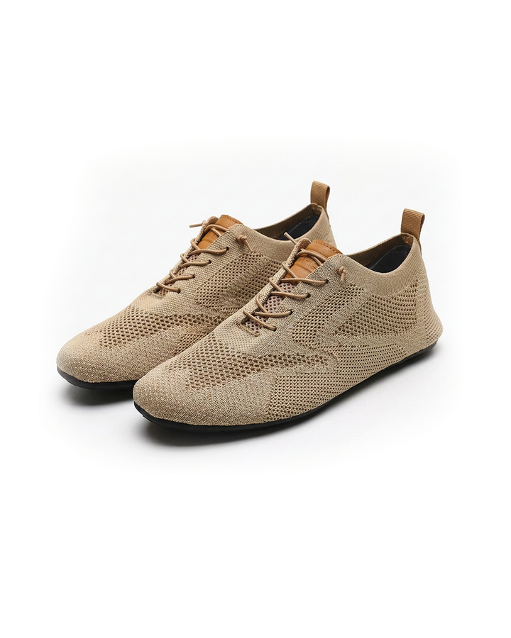 Mesh knit slip-on shoes with round toe