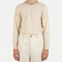 Men's beige long-sleeve crew-neck top with ribbed cuffs