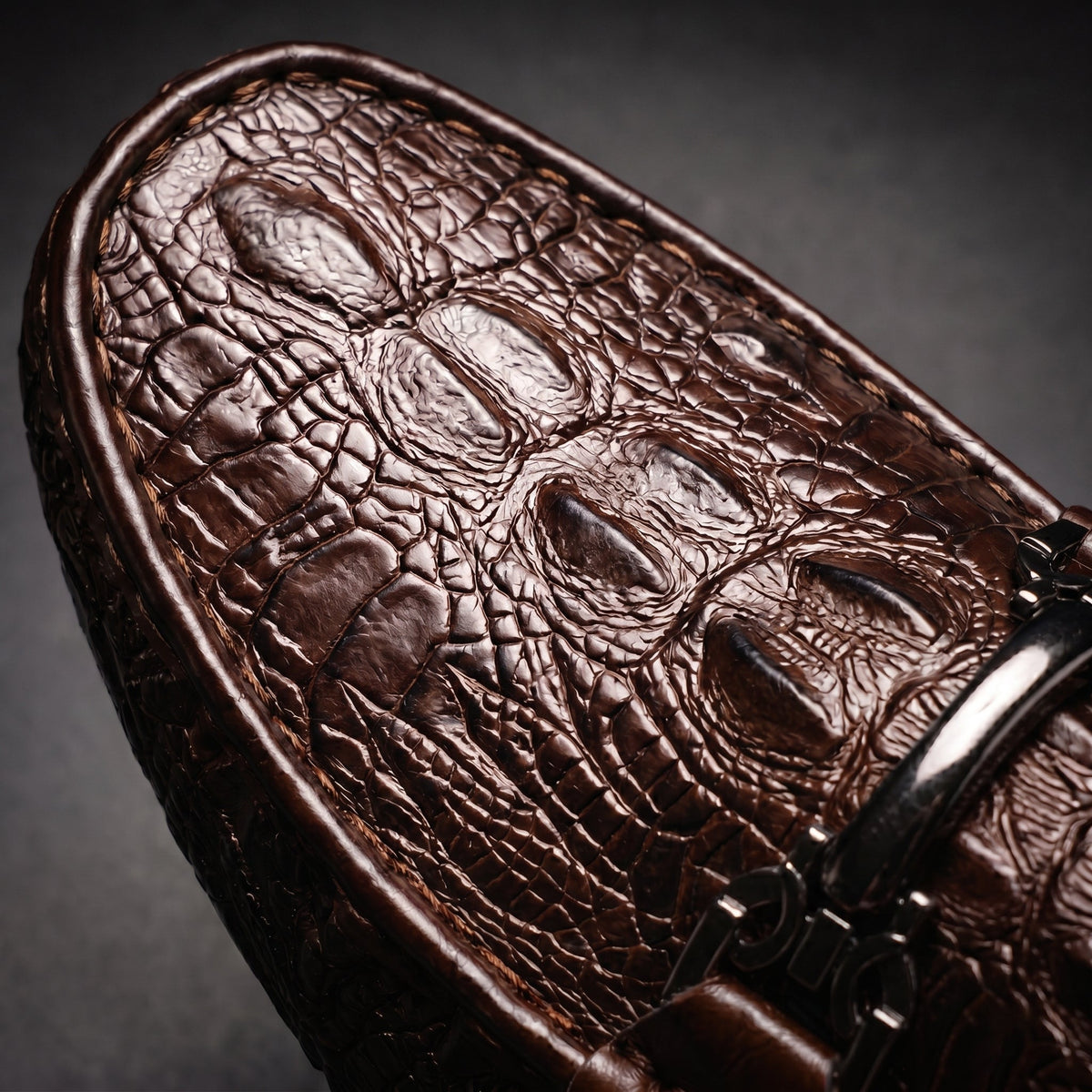 Croc embossed loafers with metal horsebit detail and flat soles