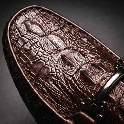 Croc embossed loafers with metal horsebit detail and flat soles
