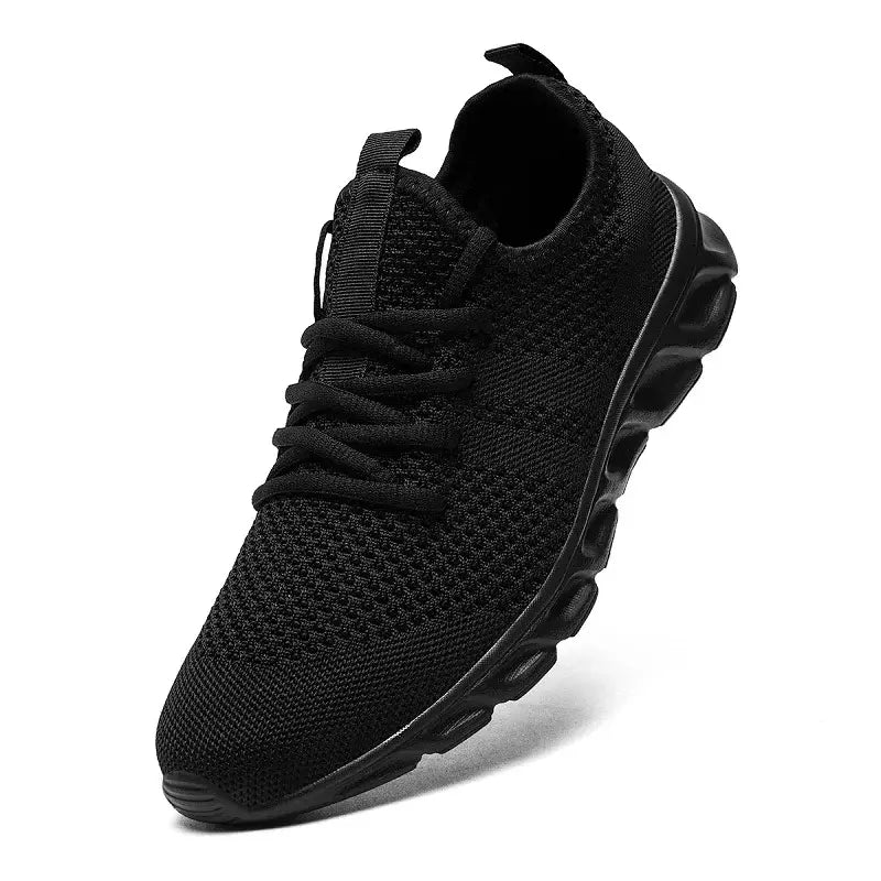 Men's Knit Mesh Trainers, Lace-Up Running Style Sneakers