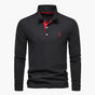 Men's long-sleeve polo shirt with button placket and turn-down collar