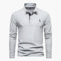 Men's long-sleeve polo shirt with button placket and turn-down collar