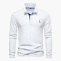 Men's long-sleeve polo shirt with button placket and turn-down collar