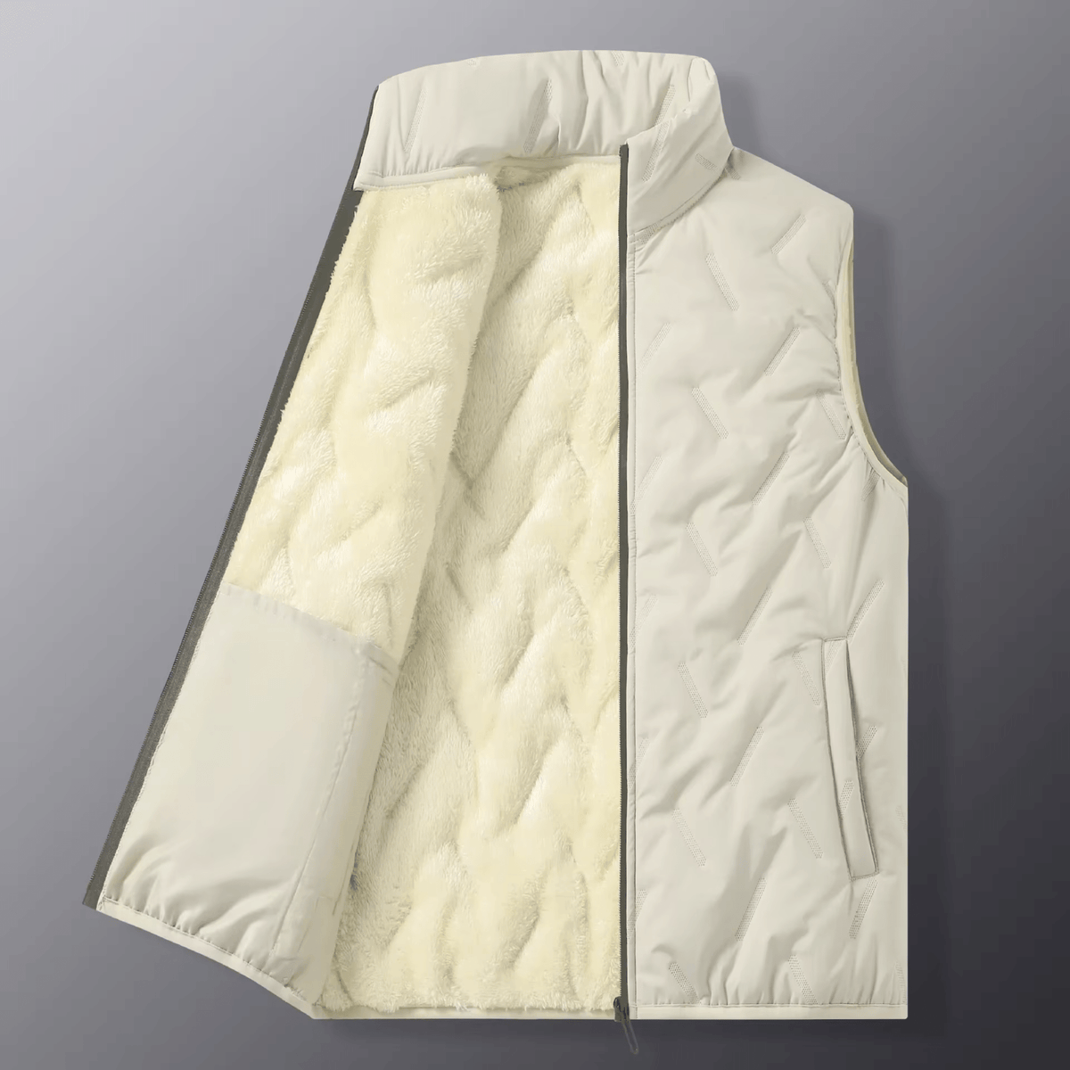 Men's sleeveless quilted gilet with stand collar and zip front