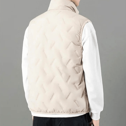Men's sleeveless quilted gilet with stand collar and zip front