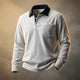 Men's long-sleeve corduroy polo shirt with point collar and chest pocket