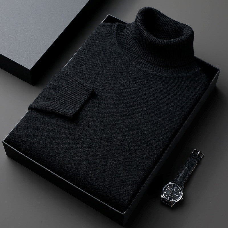 Plain ribbed turtleneck jumper folded in a presentation box